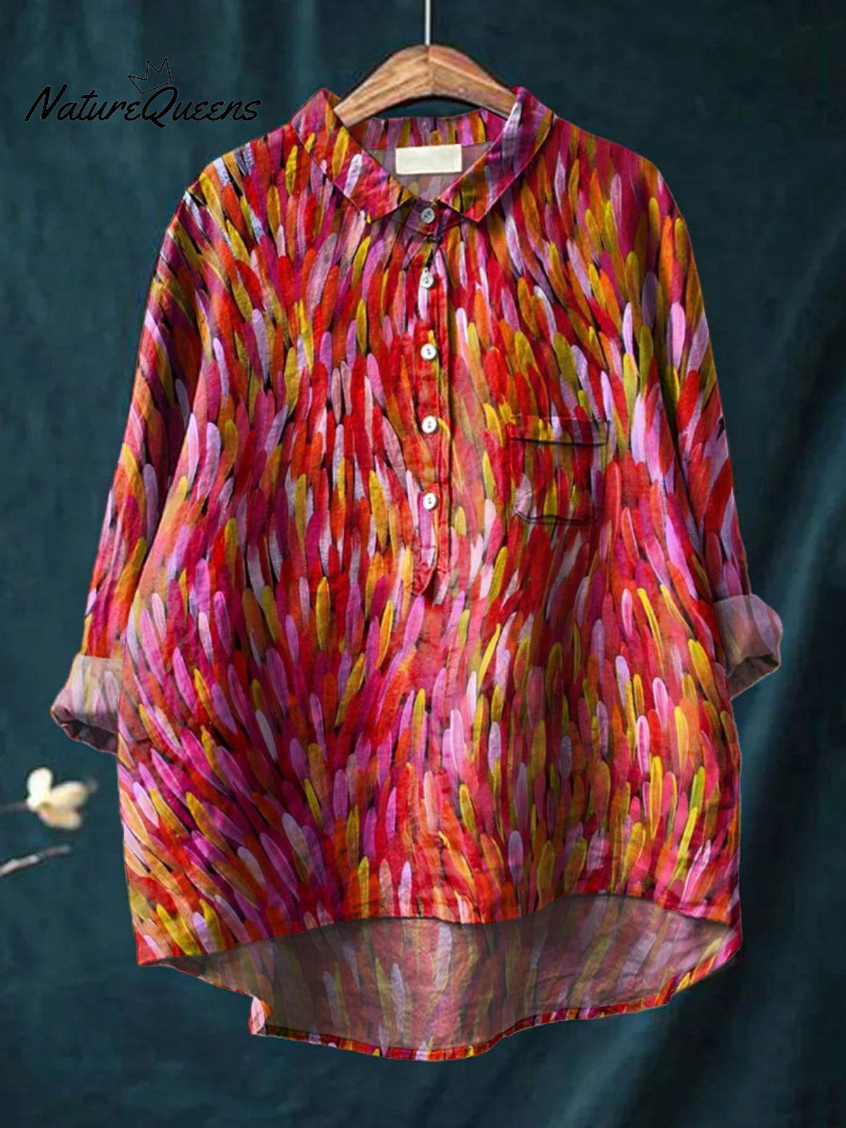 Women's School of Fish Art Vintage Casual Cotton And Linen Shirt