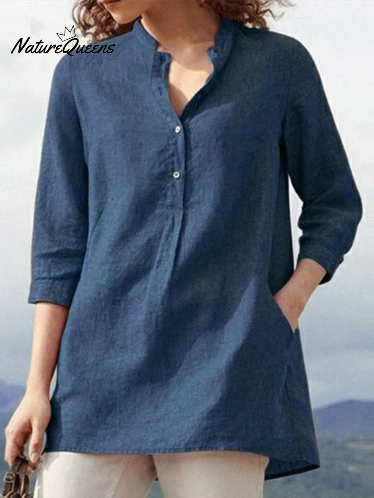Women's Solid Color Loose Elegant Casual Cotton And Linen Shirt