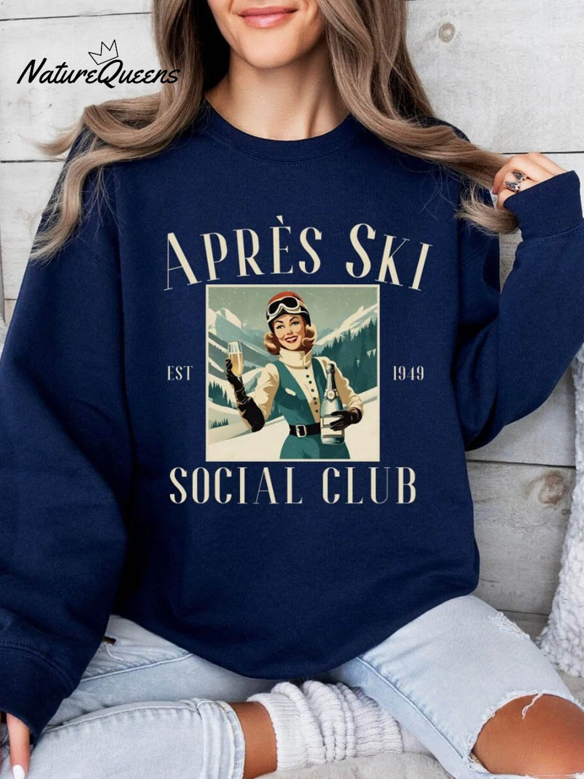 Women's Apres Ski Social Club Art Print Casual Sweatshirt