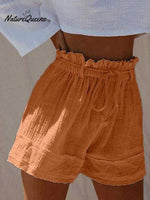 Solid Color Loose Casual Shorts Orange / S