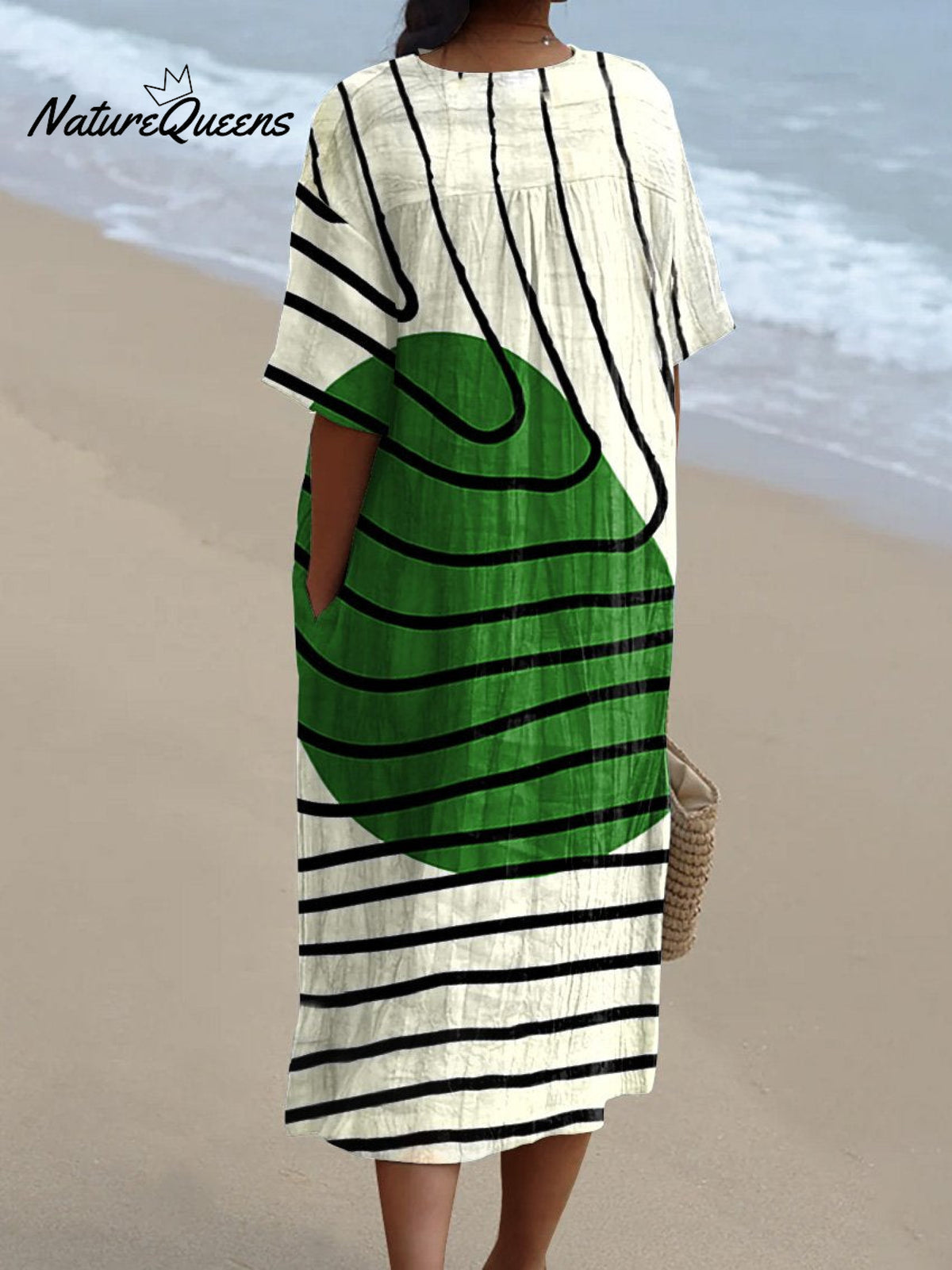 Women's Retro MinimalistAbstractArt Print Flowy Dress