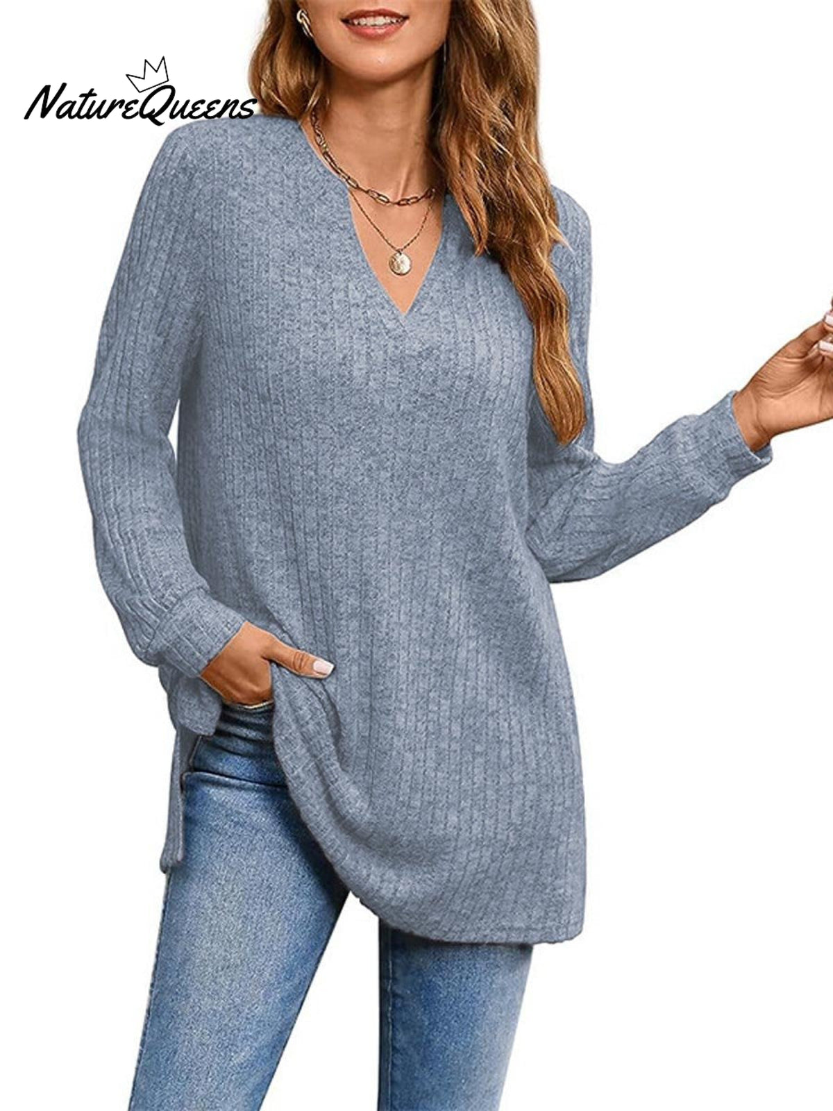 Women's Solid Color Stylish Long-sleeved Casual Knitted Top