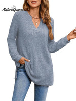 Women's Solid Color Stylish Long-sleeved Casual Knitted Top