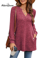 Women's Solid Color Stylish Long-sleeved Casual Knitted Top