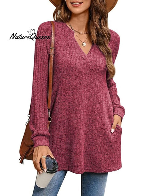 Women's Solid Color Stylish Long-sleeved Casual Knitted Top