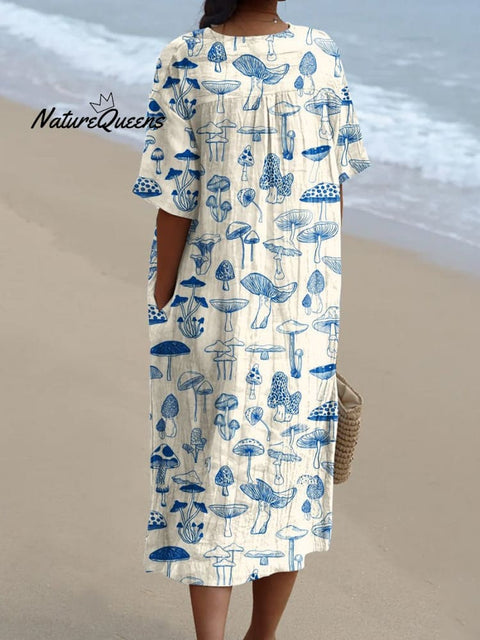 Women's  Mushroom  Art Print  Casual Dress