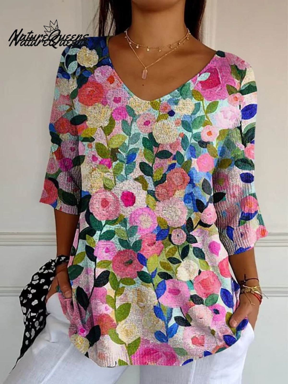 Women's Vintage Flower Casual Cotton Linen Shirt