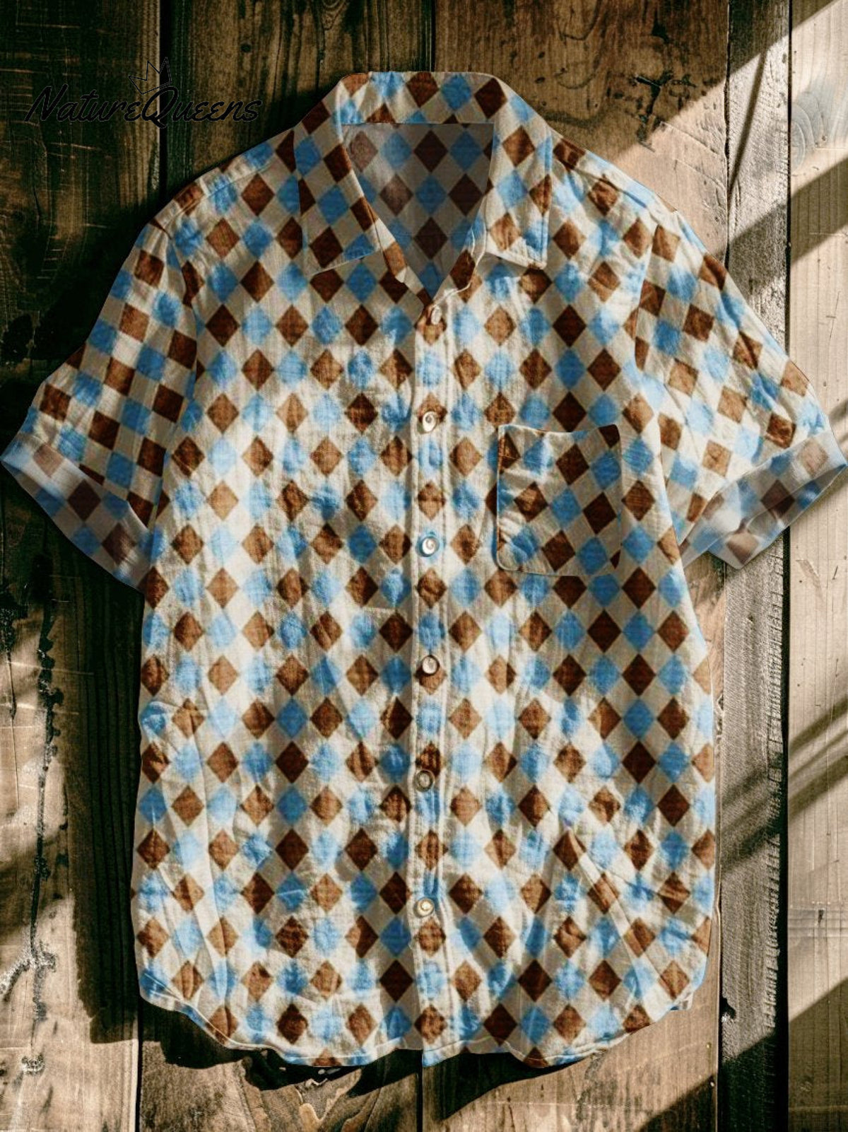 Plaid Art Vintage Print Casual 100% Cotton Shirt