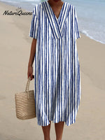 Women's Retro MinimalistAbstractArt Print Flowy Dress