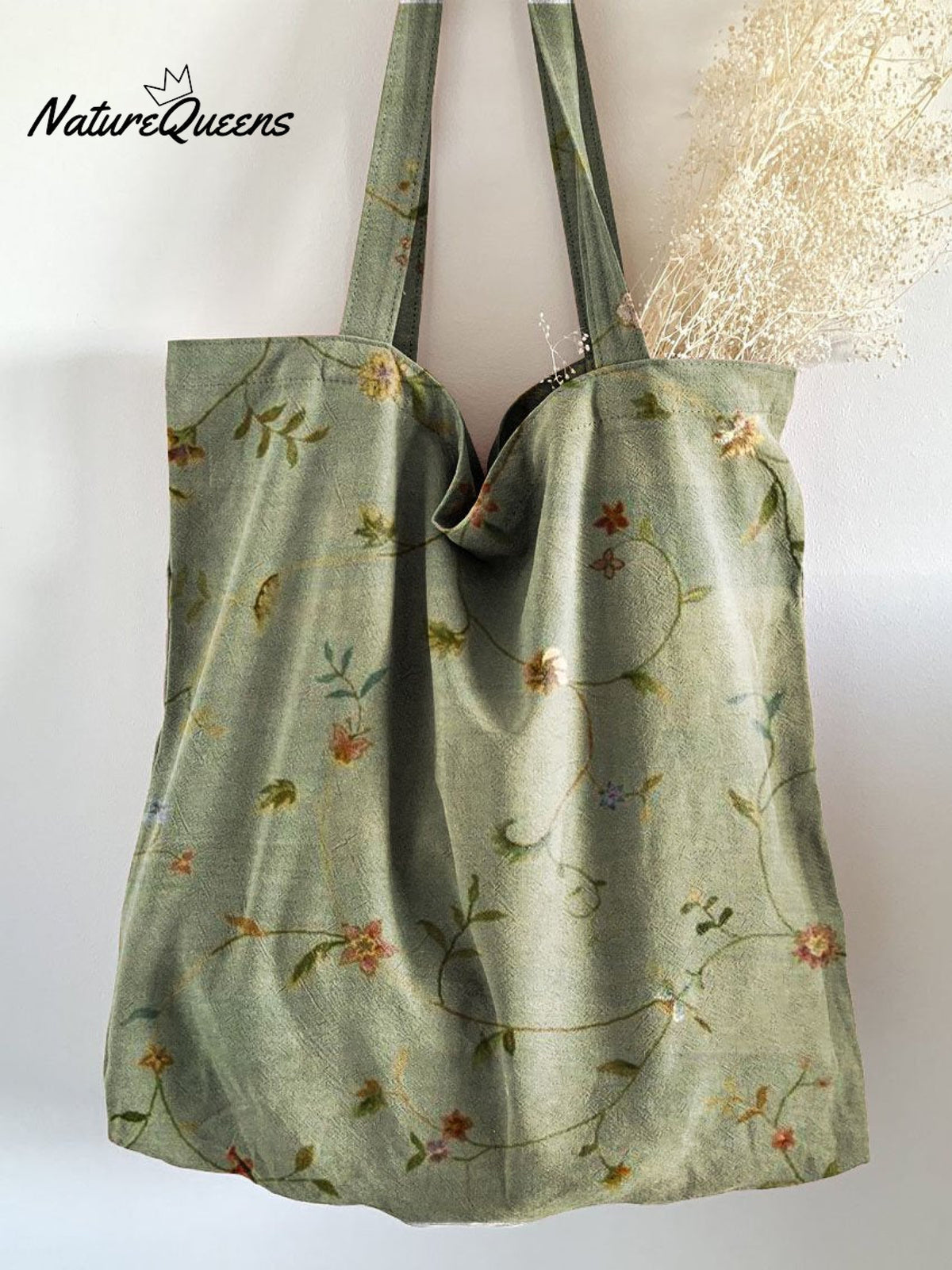 Retro Floral Linen Tote Bag Multicolor / 20Cmx27Cm