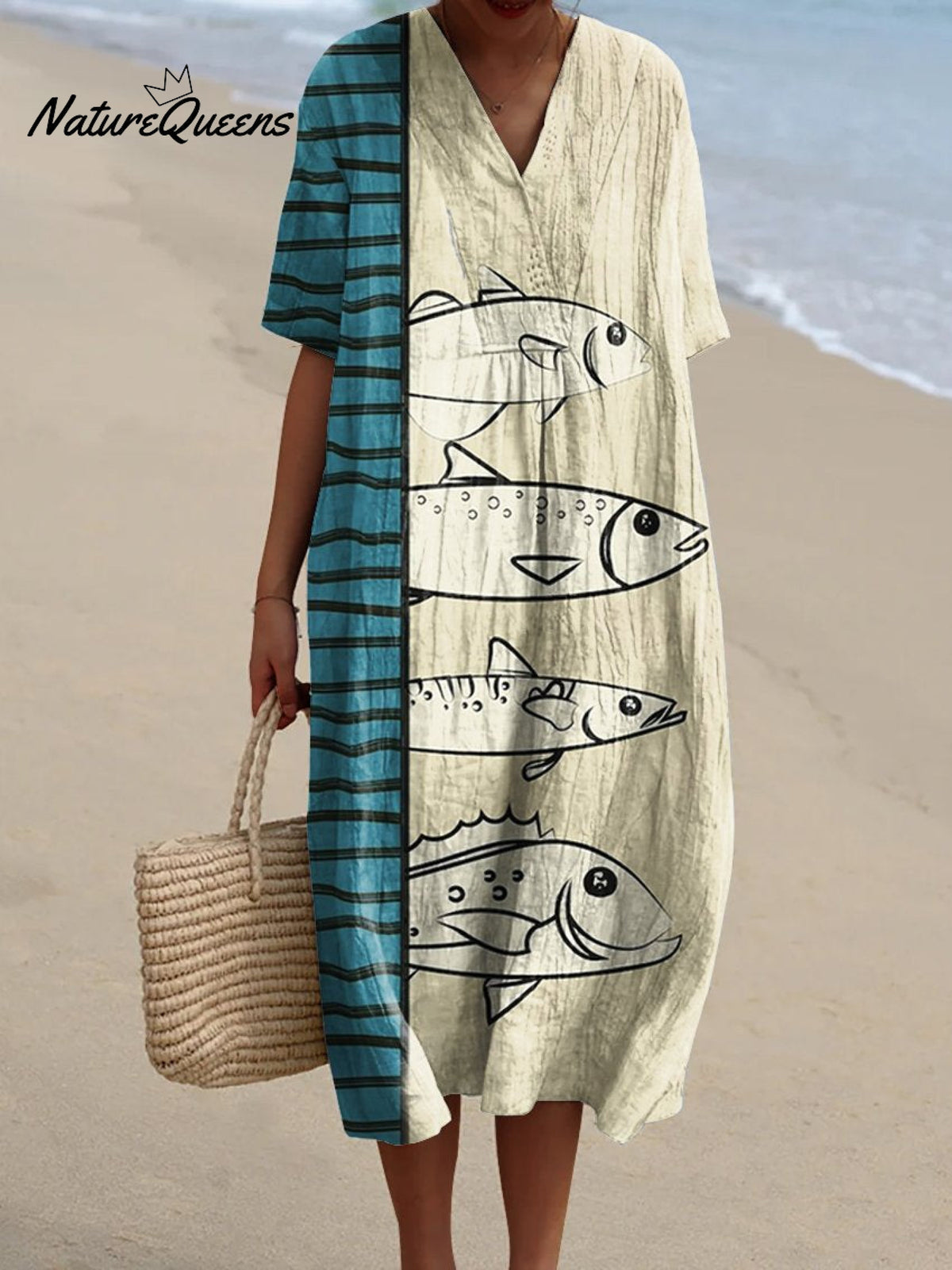 Women'sFishArt PrintFlowy Dress