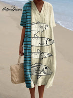 Women'sFishArt PrintFlowy Dress
