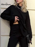 Women's Solid Color Stylish Long-sleeved Loose turtleneck Warm Casual Knitted Sweater