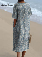 Spring Vines Pattern Printed Women's Flowy Dress