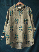 Women'sFlower Print Casual Cotton And Linen Shirt