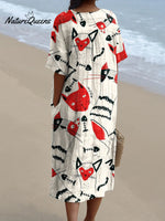 Women's CatArt Print Flowy Dress