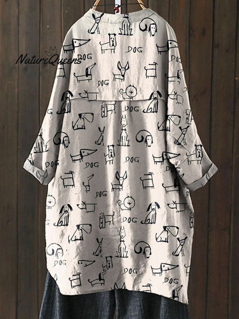 Women's Cute Dog Art Print Loose Casual Top Jacket