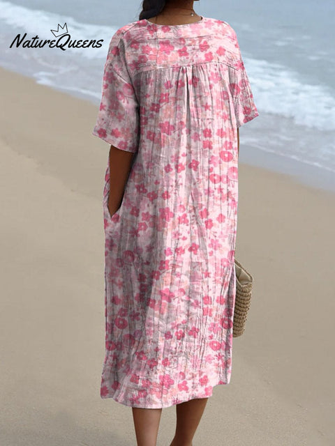 Ditsy Small Spring Floral Seamless Repeat Pattern Printed Women's Flowy Dress