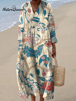 Women's FlowersArt Print Casual Dress