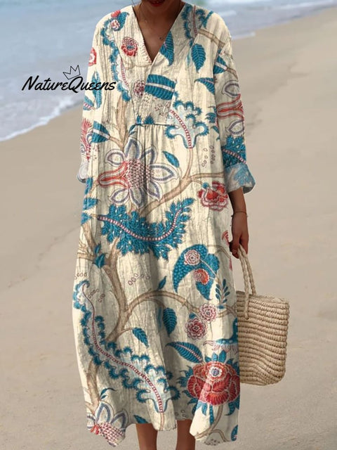 Women's FlowersArt Print Casual Dress