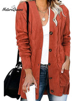Loose Twist-button Jacket and Casual Knitted Cardigan