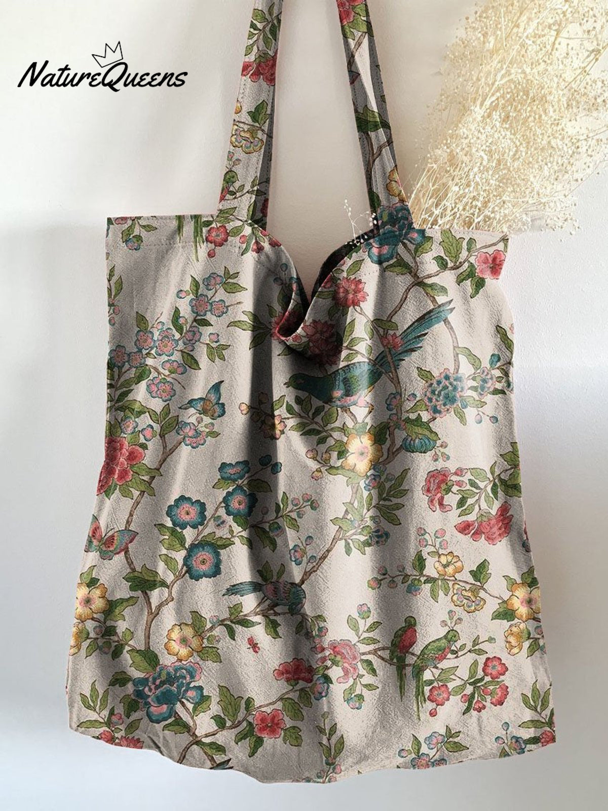 Retro Floral Linen Tote Bag Multicolor / 20Cmx27Cm