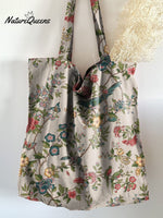 Retro Floral Linen Tote Bag Multicolor / 20Cmx27Cm