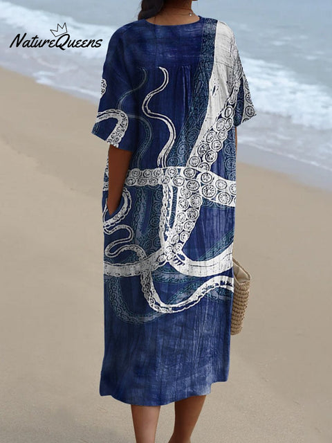 Women's Octopus  Art Print  Casual Dress