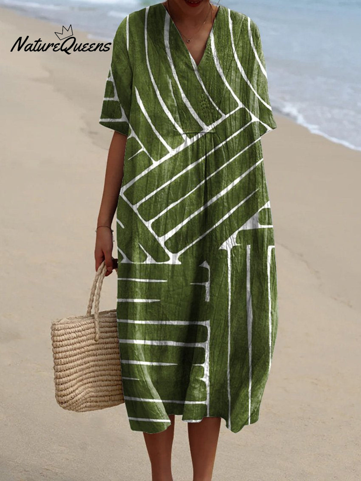 Simple Geometric Pattern Printed Women's Flowy Dress