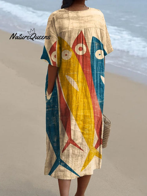 Women's  Fish  Art Print  Casual Dress
