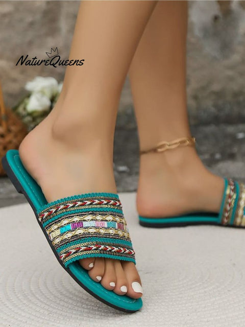 Women’s Pu Braided Bohemian Slippers