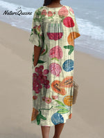 Women's Cute Fruit Art Print Flowing Dress
