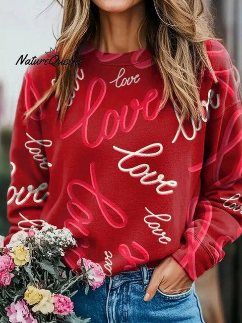 Women's Valentine's Day Love Art Print Casual Sweatshirt