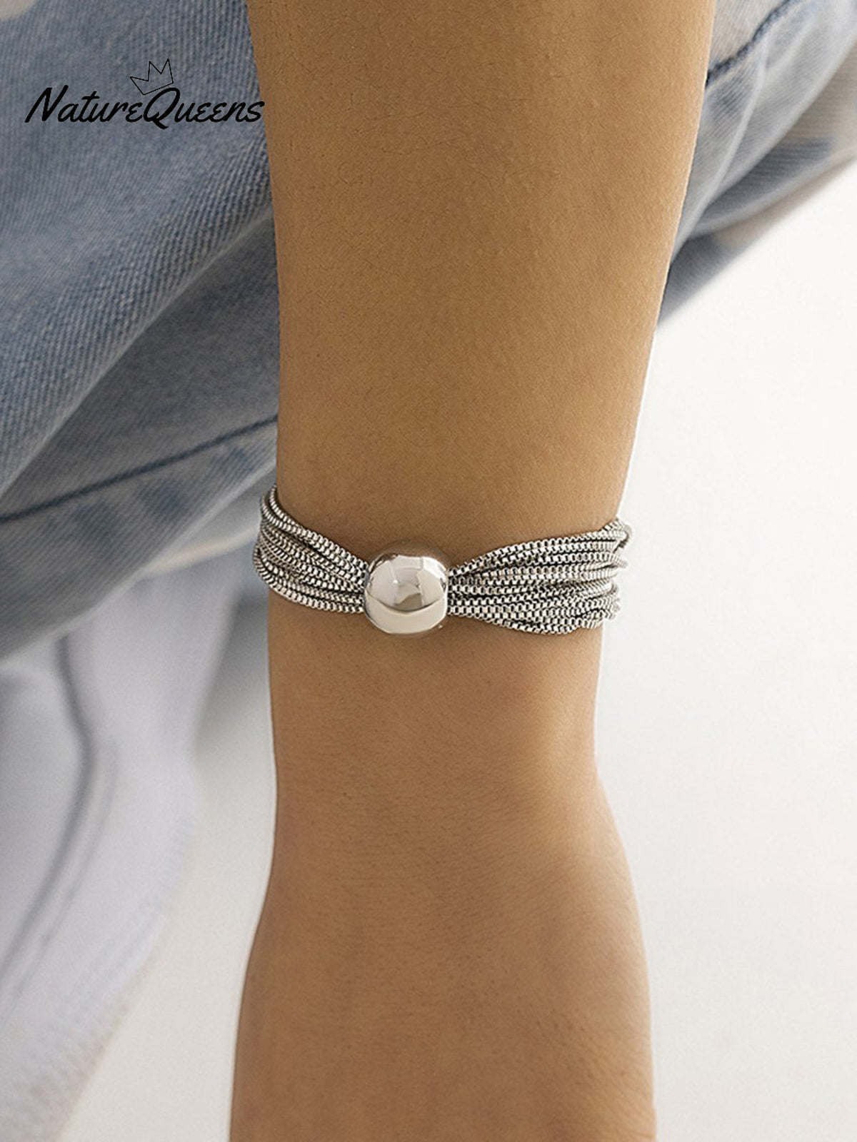 Punk Multi - Layered Necklace Bracelet 6 / Onesize