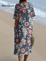 Women's Retro Flower Art PrintCasual Dress