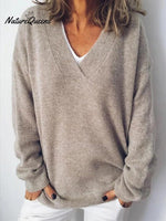 Women's V-neck Pullover Knitted Sweater