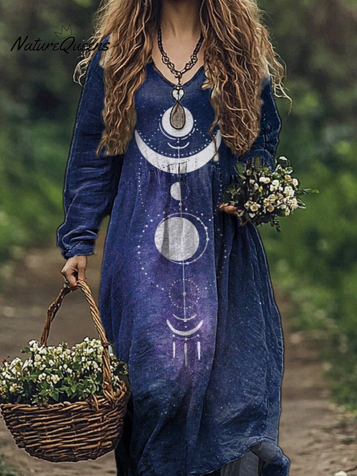 Astrology And Galaxy Art Printed Women's Pocket Cotton Dress