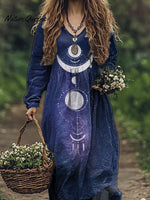 Astrology And Galaxy Art Printed Women's Pocket Cotton Dress