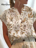 Women’s Dead Leaf Print Casual Top Colorful / S