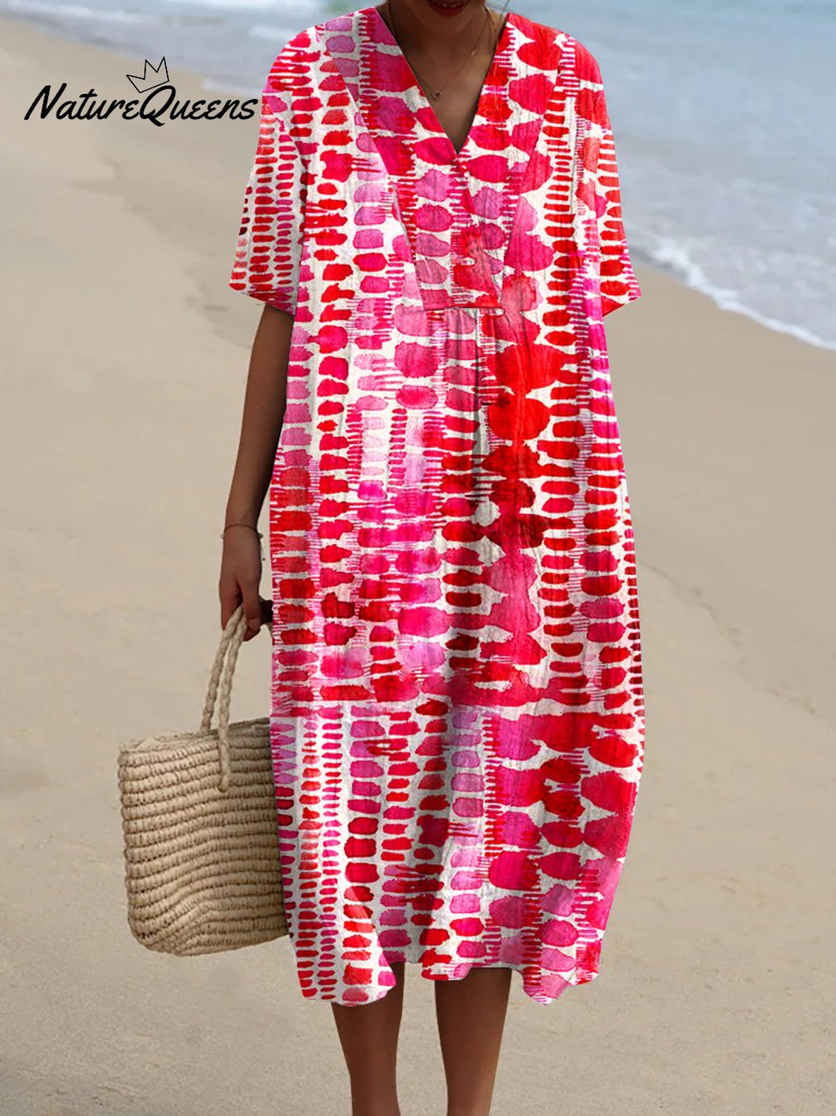 Women's Retro MinimalistAbstractArt Print Flowy Dress