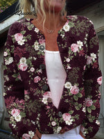 Floral Art Print Buttoned Cardigan Sweater