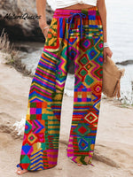 Women's Vintage Ethnic Pattern Art Printed Cotton And Linen Casual Pants