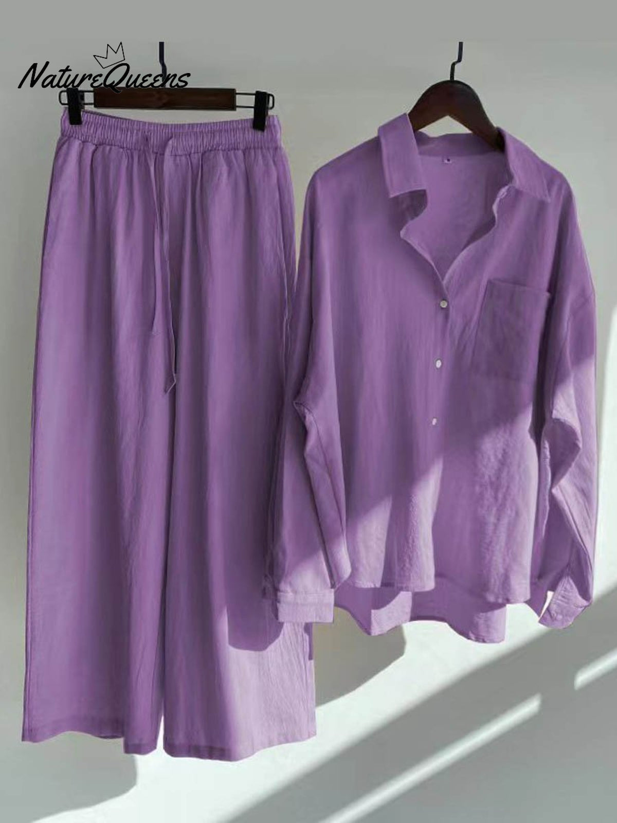 Women's Solid Color Loose Elegant High Waist Casual Cotton And Linen Suit