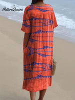 Women's Vintage Lovely Sardines Art Print Flowy Dress