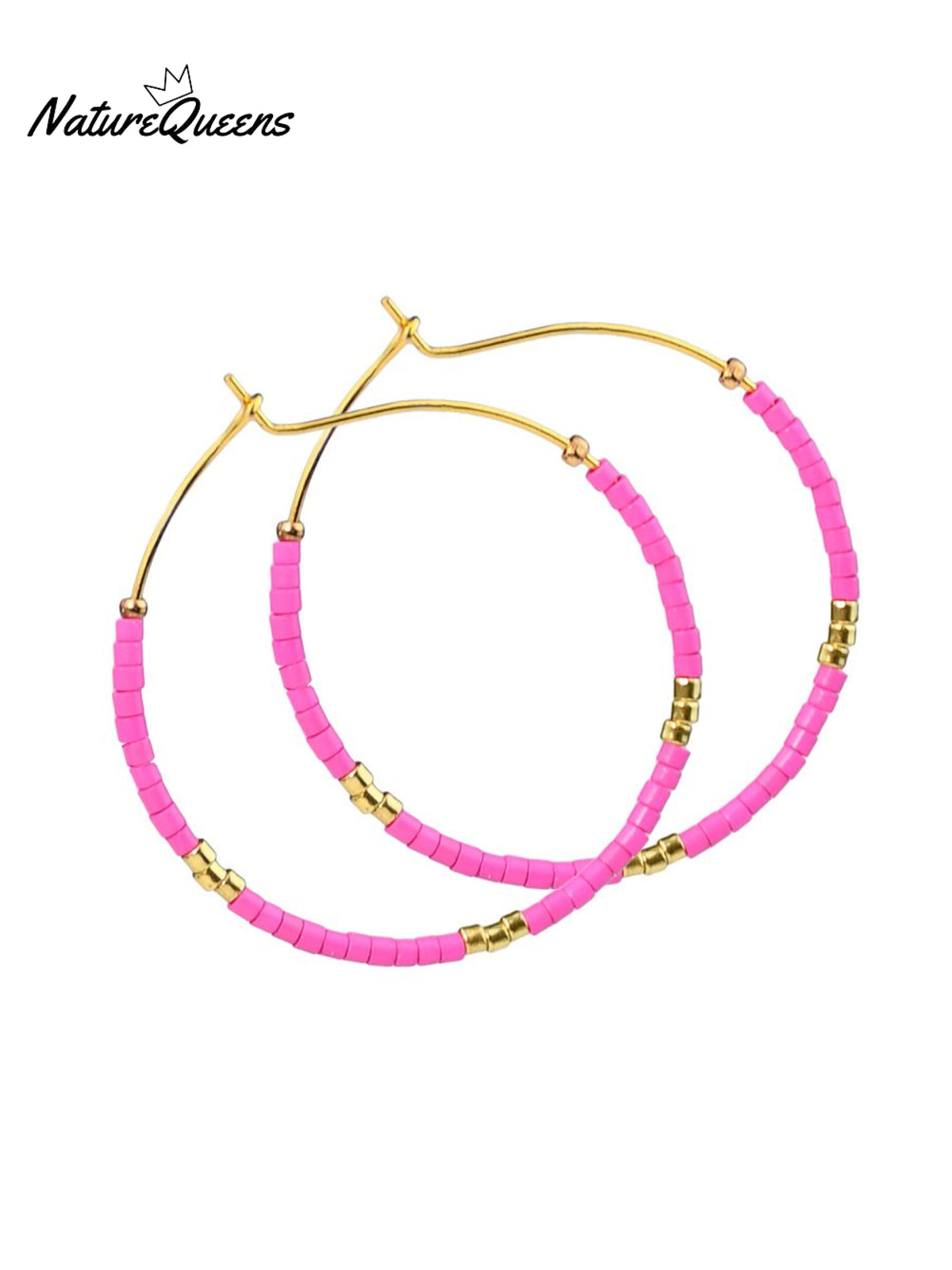 Bohemian Colorful Rice Bead Earrings Rose / Onesize