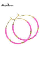 Bohemian Colorful Rice Bead Earrings Rose / Onesize