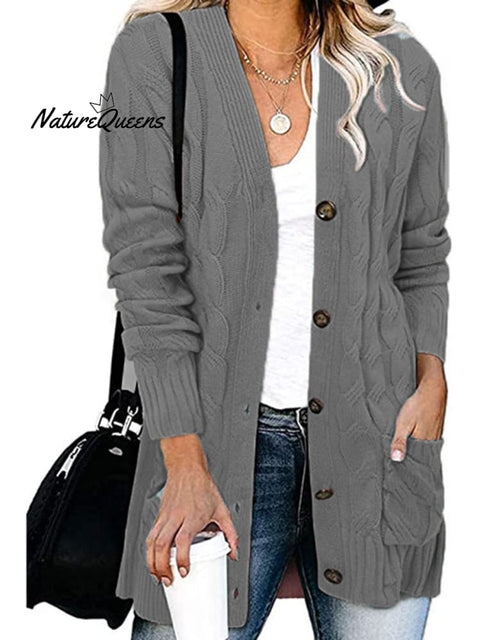 Loose Twist-button Jacket and Casual Knitted Cardigan