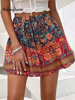 Women’s Summer Retro High - Waisted Paisley Print Board Shorts Multicolor / L