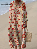 Women'sSymmetrical Art FlowersPrint Casual Dress