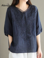 Women'sEmbroidery Loose CasualShirt